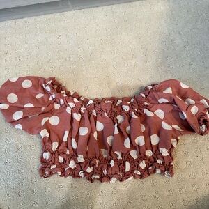 Zara polka dot smocked crop top
